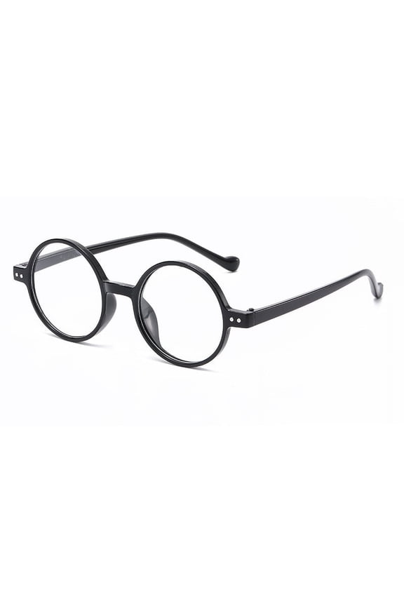 Anti blue light reading glasses for middle-aged and elderly fashionable round reading glasses-Bright black frame-250