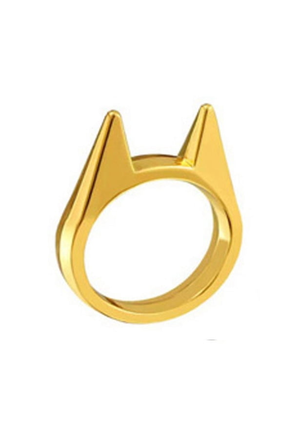 Anti-body cat ear single finger buckle ring window breaker women's anti-wolf men's outdoor supplies cat ear anti-body ring-golden