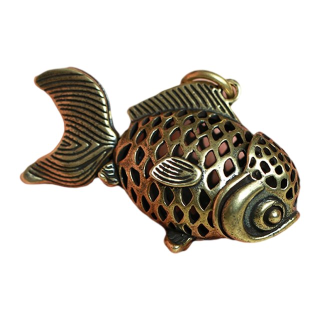Antifade Key Pendant Vividly Engraved Brass Hollowcarved Carp