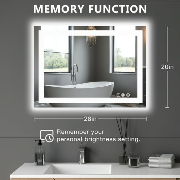 Anti-fog LED Bathroom Mirror With Dual Light Source And Three Lighting Modes
