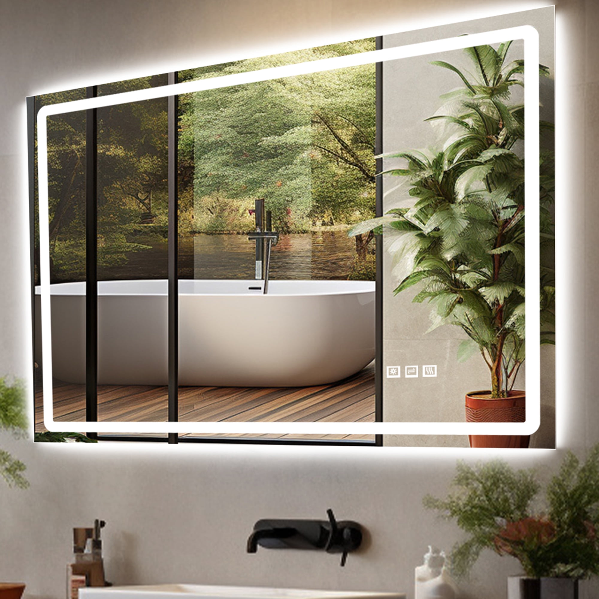 Anti-fog Wall Mounted Lighted Vanity Mirror LED Bathroom Mirror Anti ...