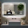 thumbnail image 1 of Anti-fog Wall Mounted Lighted Vanity Mirror LED Bathroom Mirror Anti Fog Waterproof, 60"x 36" Rectangle Silver, 1 of 9
