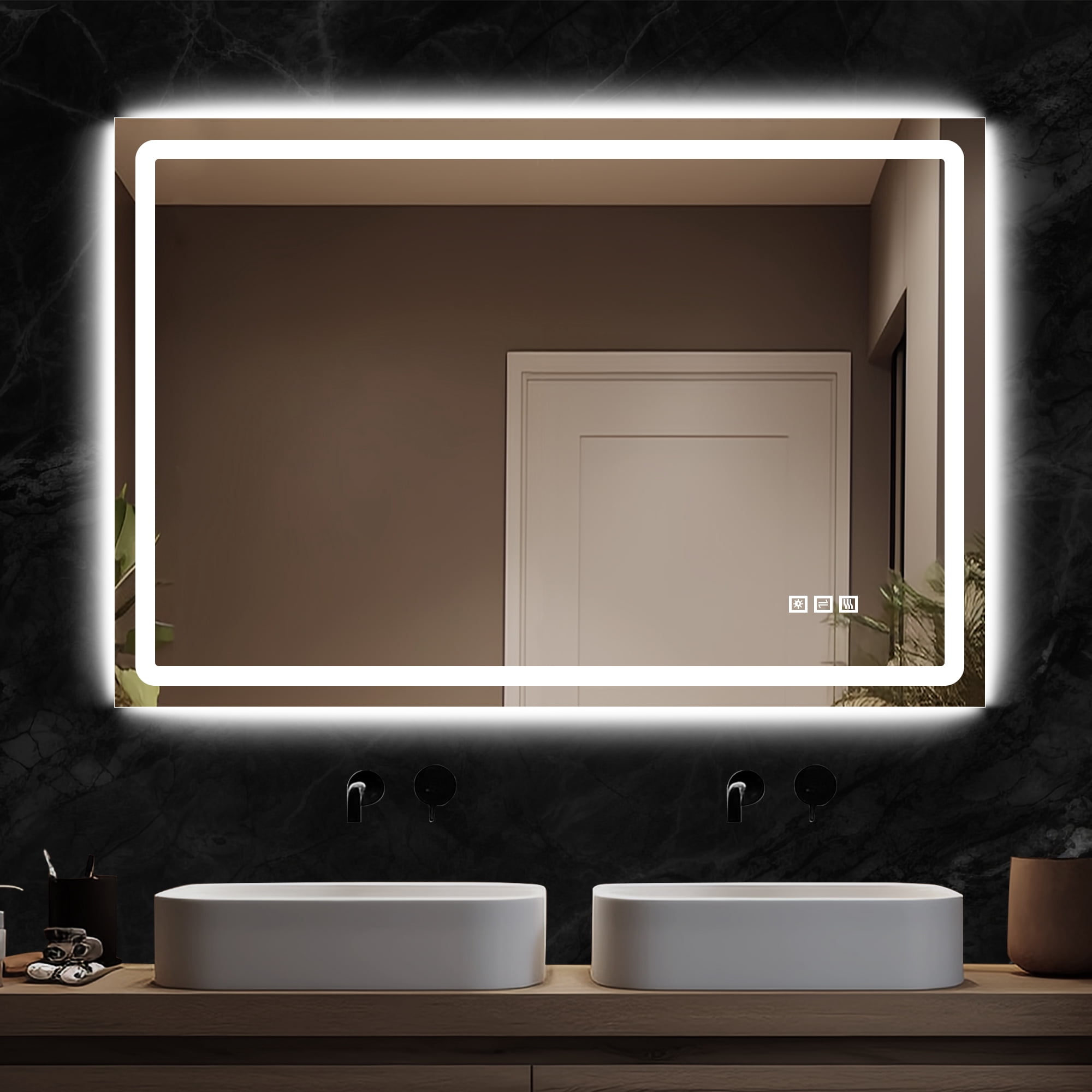 Anti-fog Wall Mounted Lighted Vanity Mirror LED Bathroom Mirror Anti ...