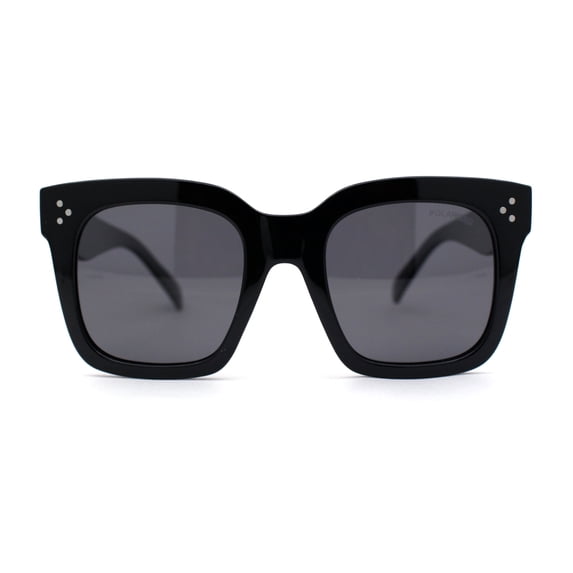 Anti-glare Polarized Chunky Thick Horn Rim Boyfriend Style Large Sunglasses Shiny Black