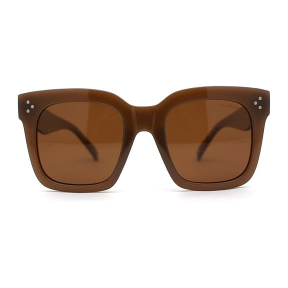Anti-glare Polarized Chunky Thick Horn Rim Boyfriend Style Large Sunglasses Tan Brown