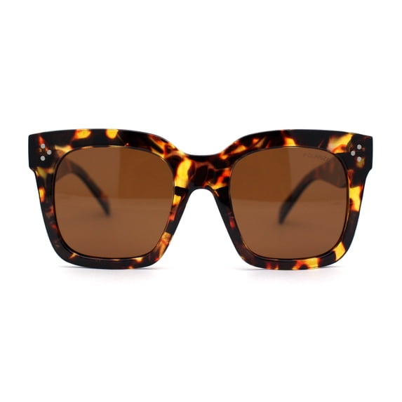 Anti-glare Polarized Chunky Thick Horn Rim Boyfriend Style Large Sunglasses Tortoise Brown