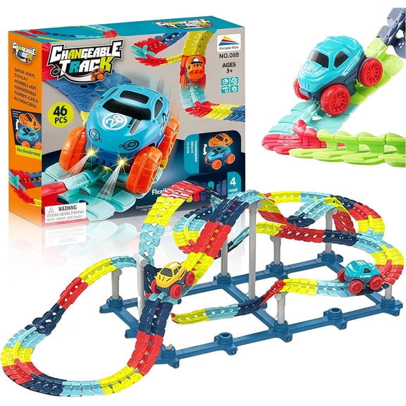 Anti-gravity racetrack and racing car set, defying gravity, 360° electric climbing racetrack with lighting effects, flexible and variable track, multi-color luminous racing track se