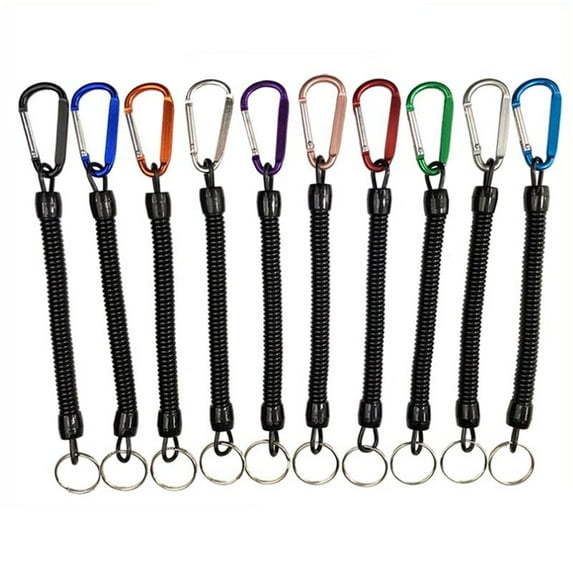 Anti-lost Rope Retractable Elastic with Keyring Carabiner Multifunctional Anti-theft TPU Coiled Spring Fishing Anti-lost Safety Lanyard Outdoor Supplies