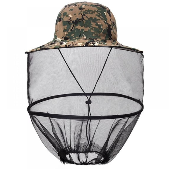 Anti-mosquito Mesh Fishing Cap Outdoor Beekeeping Protect Head Net Hat with Flat eaves