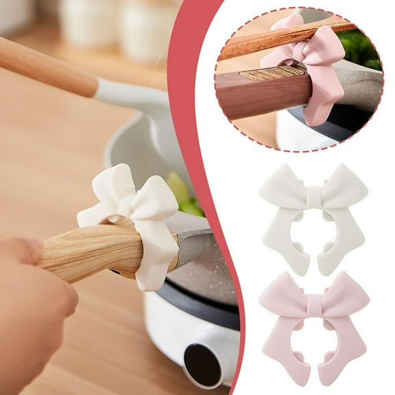 Anti-scalding silicone cutlery rack, spatula rack, silicone bow spoon rack, cute cooking utensil rack, adjustable