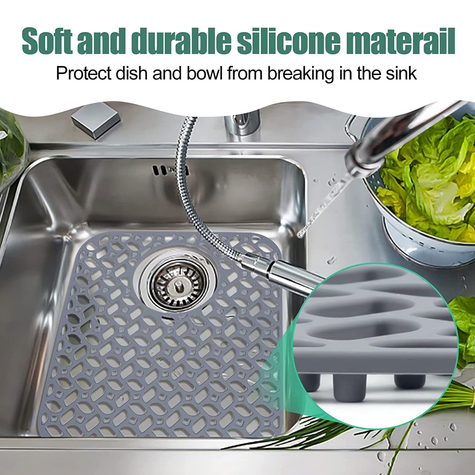 Antiscratch Food Grade Sink Mat Heatresistant Silicone Sink