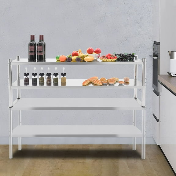 Anti-slip Rectangular Stainless Steel Shelving 2 Tier Adjustable Shelf Storage Stainless Steel Heavy Duty Shelving