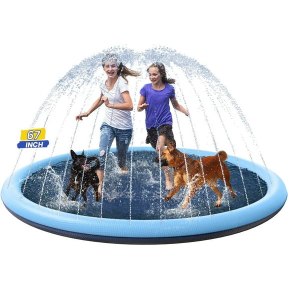 Anti slip dog water play mat, medium-sized pet dog cool spray pool, heavy-duty water play mat, suitable for children and babies shallow pool, summer outdoor water play fun toy gift