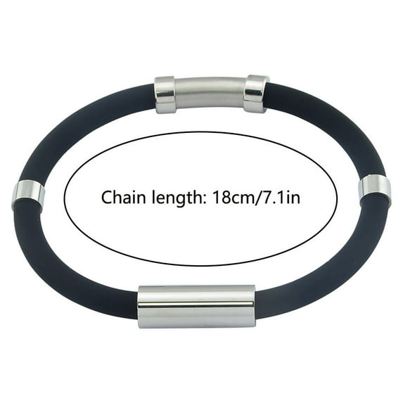 Anti-static Bracelet Negative Ion Silica Gel Metal Balance Energy Sports Bracelet Black S