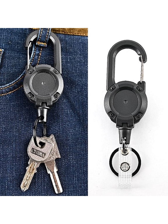 Anti-theft Metal Easy-to-pull Buckle Rope Elastic Keychain Retractable Key Ring Anti Lost Ski Pass ID Card