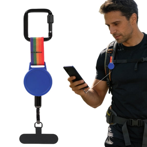 Anti-theft Phone Tether Phone Tether Retractable Phone Lanyard Anti Theft Cellphone Strap With Locking Carabiner 360 Rotation Tether Tab Outdoor Hiking Travel Secure Phone Holder Long Distance Use