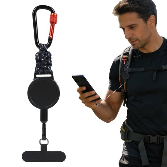 Anti-theft Phone Tether Phone Tether Retractable Phone Lanyard Anti Theft Cellphone Strap With Locking Carabiner 360° Rotation Tether Tab Outdoor Hiking Travel Secure Phone Holder Long Distance Use