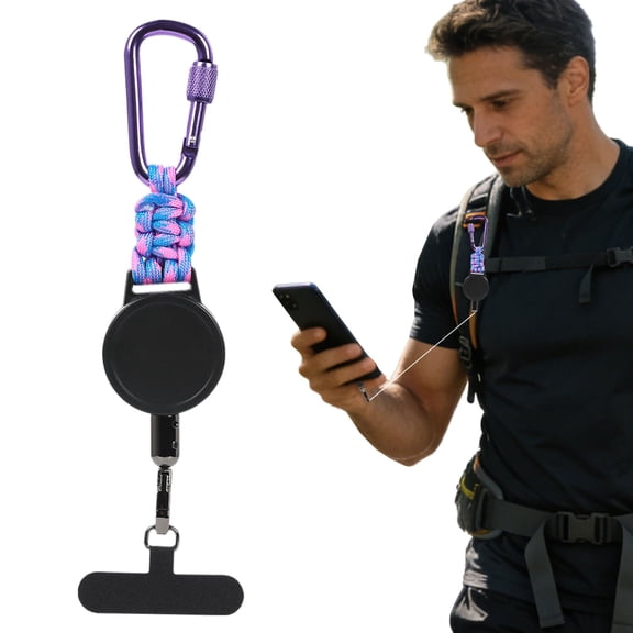 Anti-theft Phone Tether Phone Tether Retractable Phone Lanyard Anti Theft Cellphone Strap With Locking Carabiner 360° Rotation Tether Tab Outdoor Hiking Travel Secure Phone Holder Long Distance Use