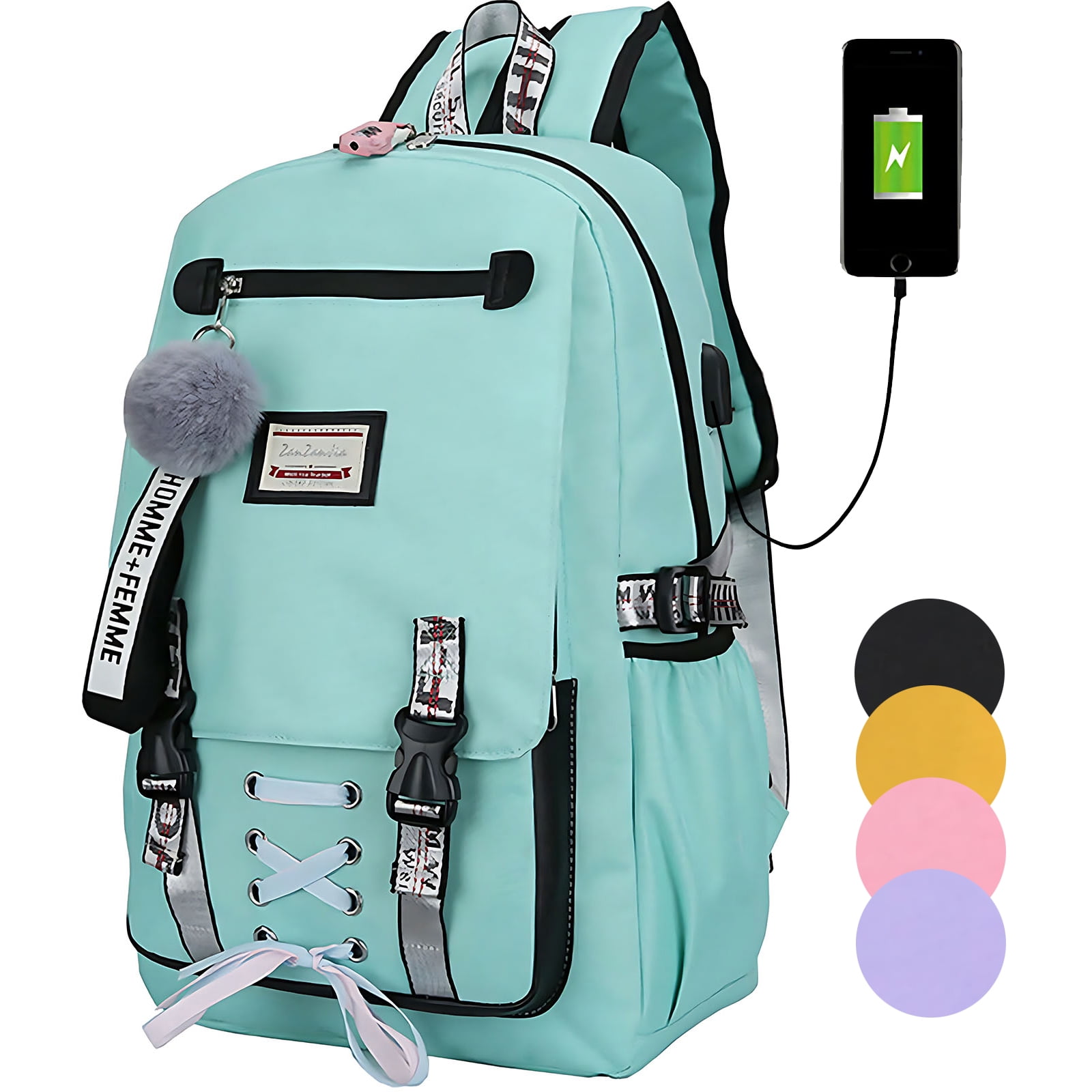 Antitheft School Bag USB Charging Backpack Laptop Notebook Travel For