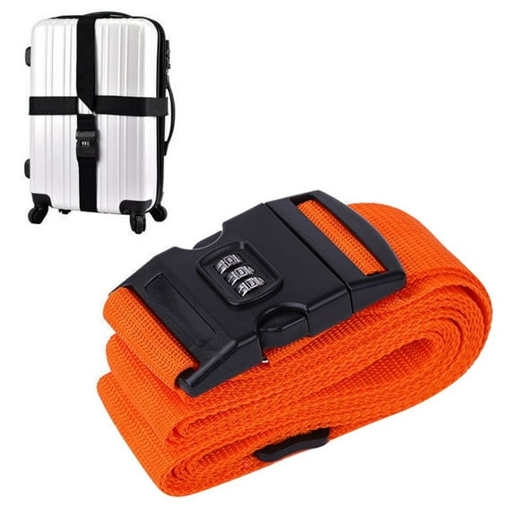 Anti-theft Suitcase Belts Name Sticker Packing Belt Password Lock Packing Belt Luggage Buckle Strap Travel Suitcase Accessories Luggage Strap Bundling Belt ORANGE