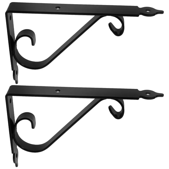 AntiGuyue 2 Sets of Simple Black Wall Brackets for Living Room Shelf Installation