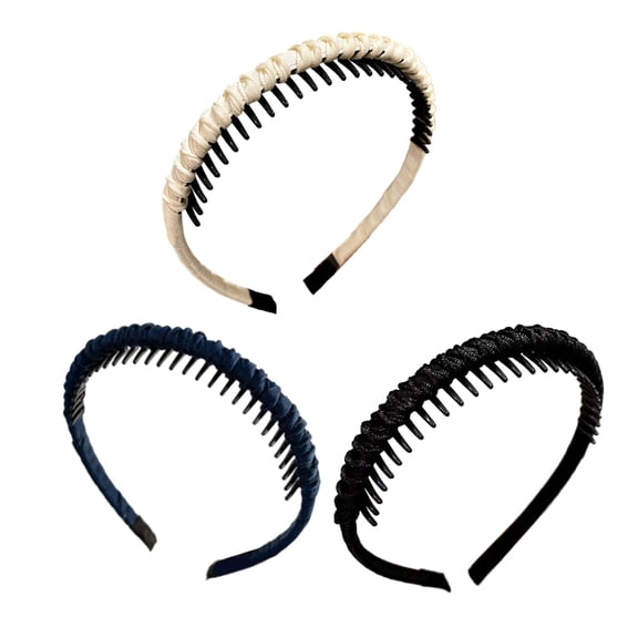 AntiSlip Teeth Grip Hairband 3PCS Adjustable Comfort Workout Yoga Face Cleansing Hair Accessories for Women Daily Use
