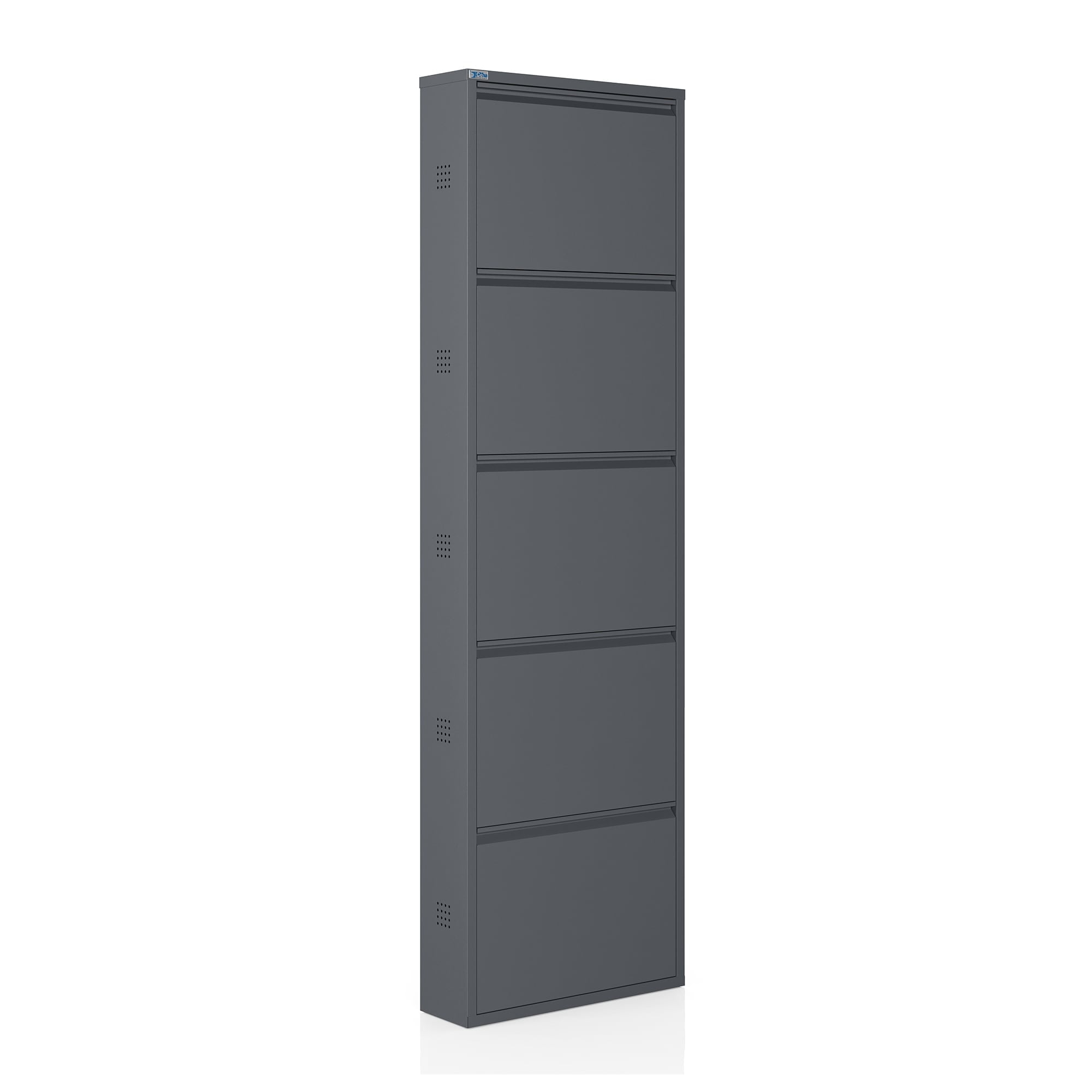 Anthracite Gray 5-Tier Metal Shoe Cabinet with Ventilation