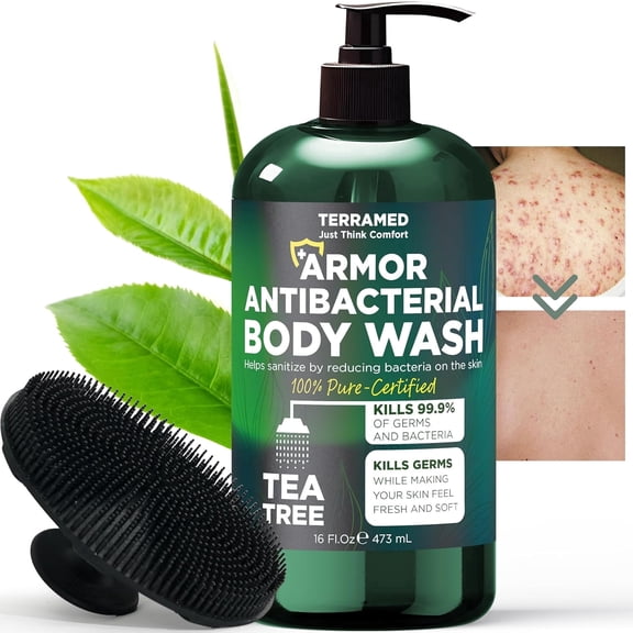 Antibacterial Body Wash with Tea Tree Oil | Antibacterial Soap for Men & Women | Kills 99.9% of Germs & Bacteria | Helps with Back Acne, Body Odor & Skin Irritation