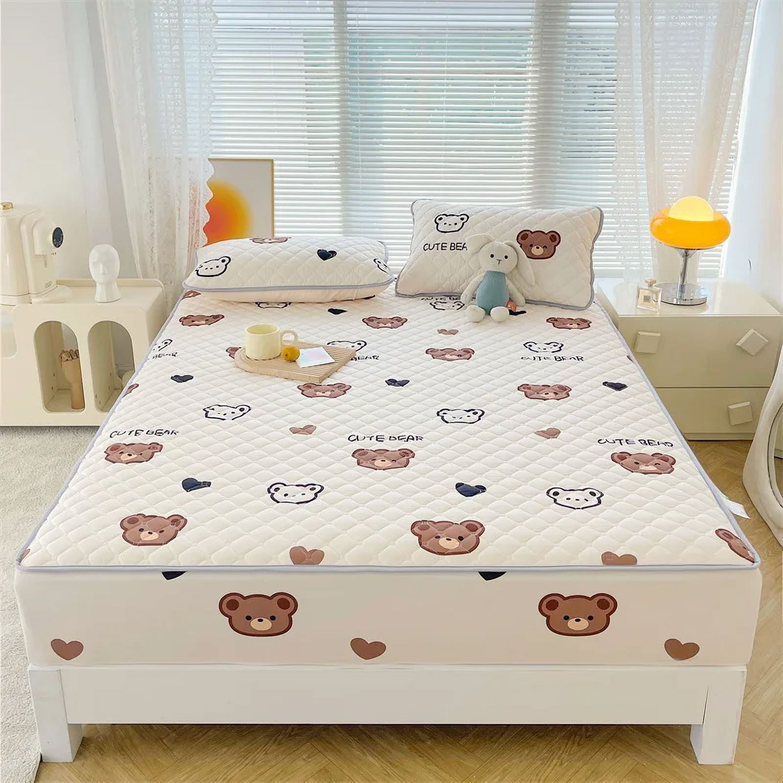 Antibacterial Fabric Mattress Protector Cover Elastic Single Fitted Bed