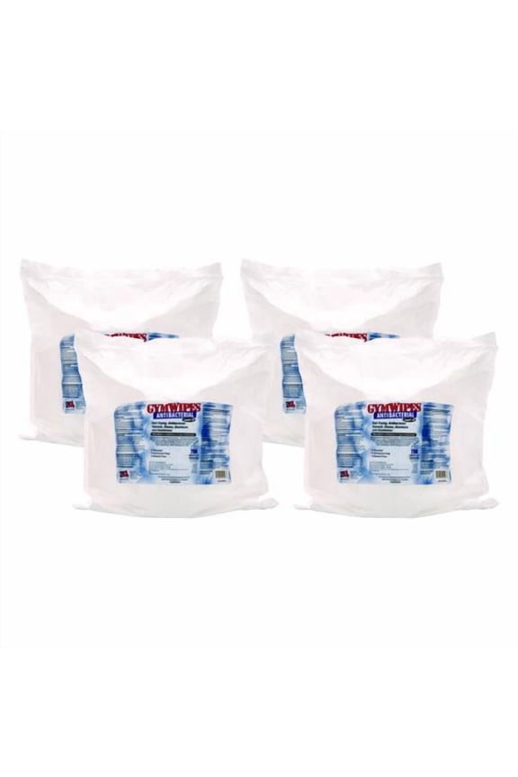 Antibacterial Gym Wipes Refill, 1-Ply, 6 x 8, Unscented, White, 700 Wipes/Pack, 4 Packs/Carton | Bundle of 2