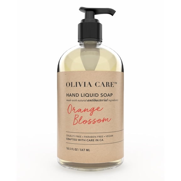 Olivia Care Antibacterial Liquid Hand Soap with Sage & Tea Tree Oil, Orange Blossom Scent, Gentle Cleansing Hand Wash for Kitchen & Bathroom, 18.5 fl oz
