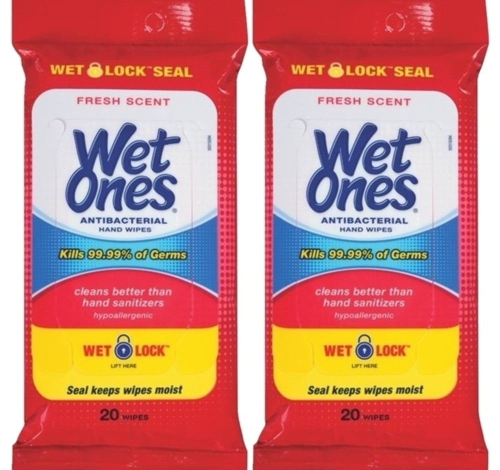 Antibacterial Hand Wipes Fresh Scent Wet Ones Travel Pack 20 wipes 2 Pack