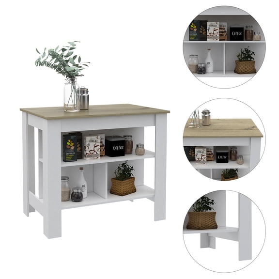 Three - Shelf Kitchen Island | Suitable for Most Kitchen Spaces | Silver Nanoparticle Film on Tabletop | Solves Bacteria - Related Concerns
