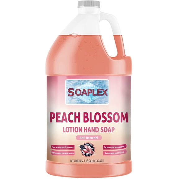 Antibacterial Liquid Hand Soap Refill - PH Balanced Ultra-Strength Soft-Hands Natural Moisturizing Hand Wash for Sensitive Skin - Made in USA - Hand Soap Refill 1 Gallon 128 oz Peach