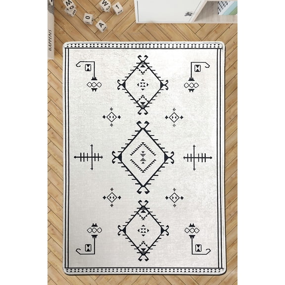 Antibacterial Non-Slip Area Rug, 2.6 x 4.6 ft, 100% Polyester, 0.4 in Pile Height | Machine Washable, Dot Underside, Durable & Easy to Clean