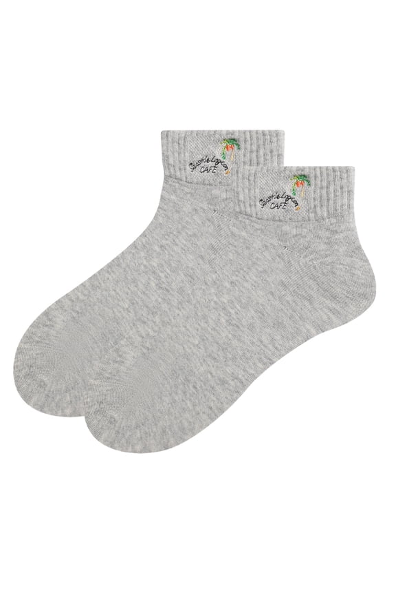 Antibacterial Socks with Embroidery, , Summer Breathable , Mid-Calf , No-Seam Black Socks For Women's (Uniform size,6 Pair)