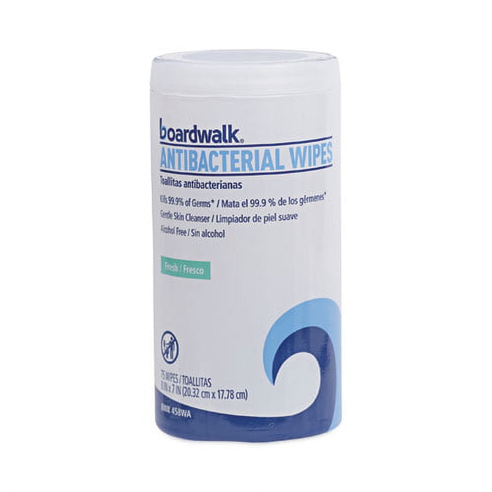 Antibacterial Wipes, 5.4 x 8, Fresh Scent, 75/Canister, 6 Canisters/Carton Antibacterial Wipes, 5.4 x 8, Fresh Scent, 75/Canister, 6 Canisters/Carton