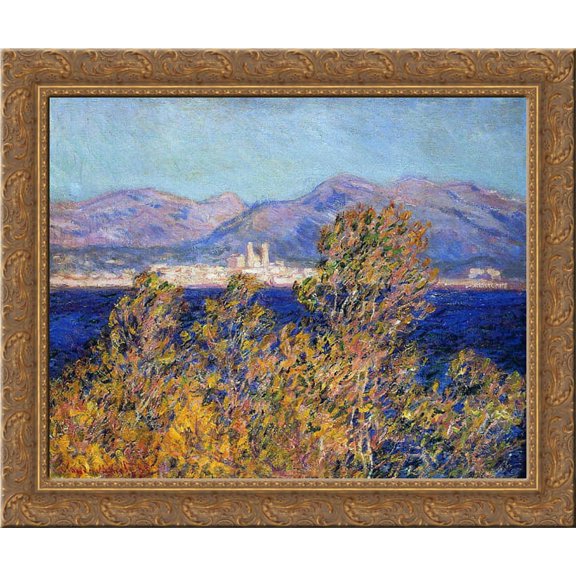 Antibes Seen from the Cape, Mistral Wind 24x20 Gold Ornate Wood Framed Canvas Art by Monet, Claude