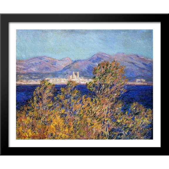 Antibes Seen from the Cape, Mistral Wind 34x28 Large Black Wood Framed Print Art by Claude Monet