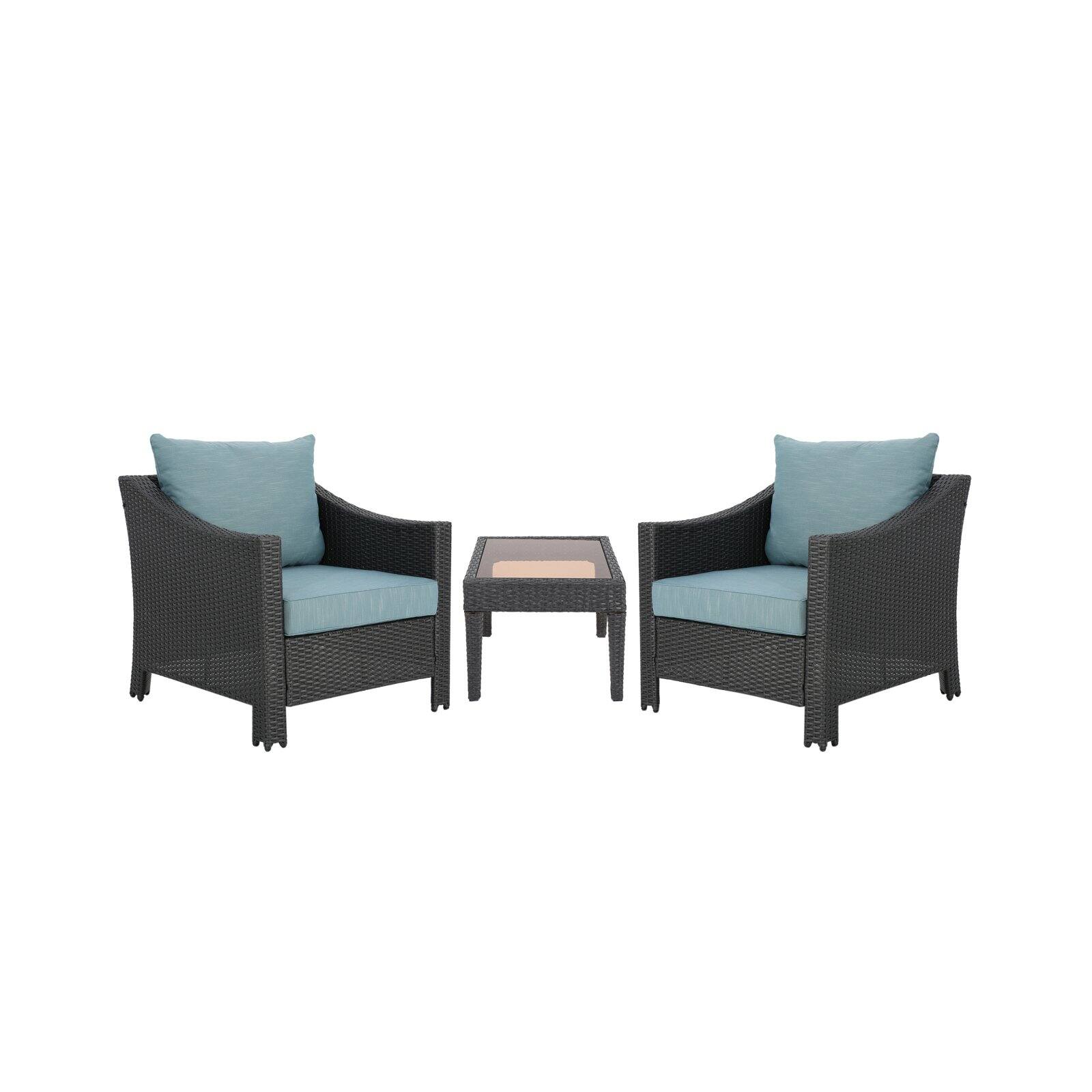 Antibes Wicker 3 Piece Lounge Chair Chat Set - image 1 of 9
