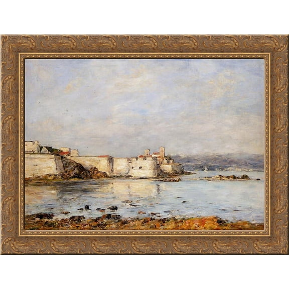 Antibes, the Fortifications 24x18 Gold Ornate Wood Framed Canvas Art by Eugene Boudin