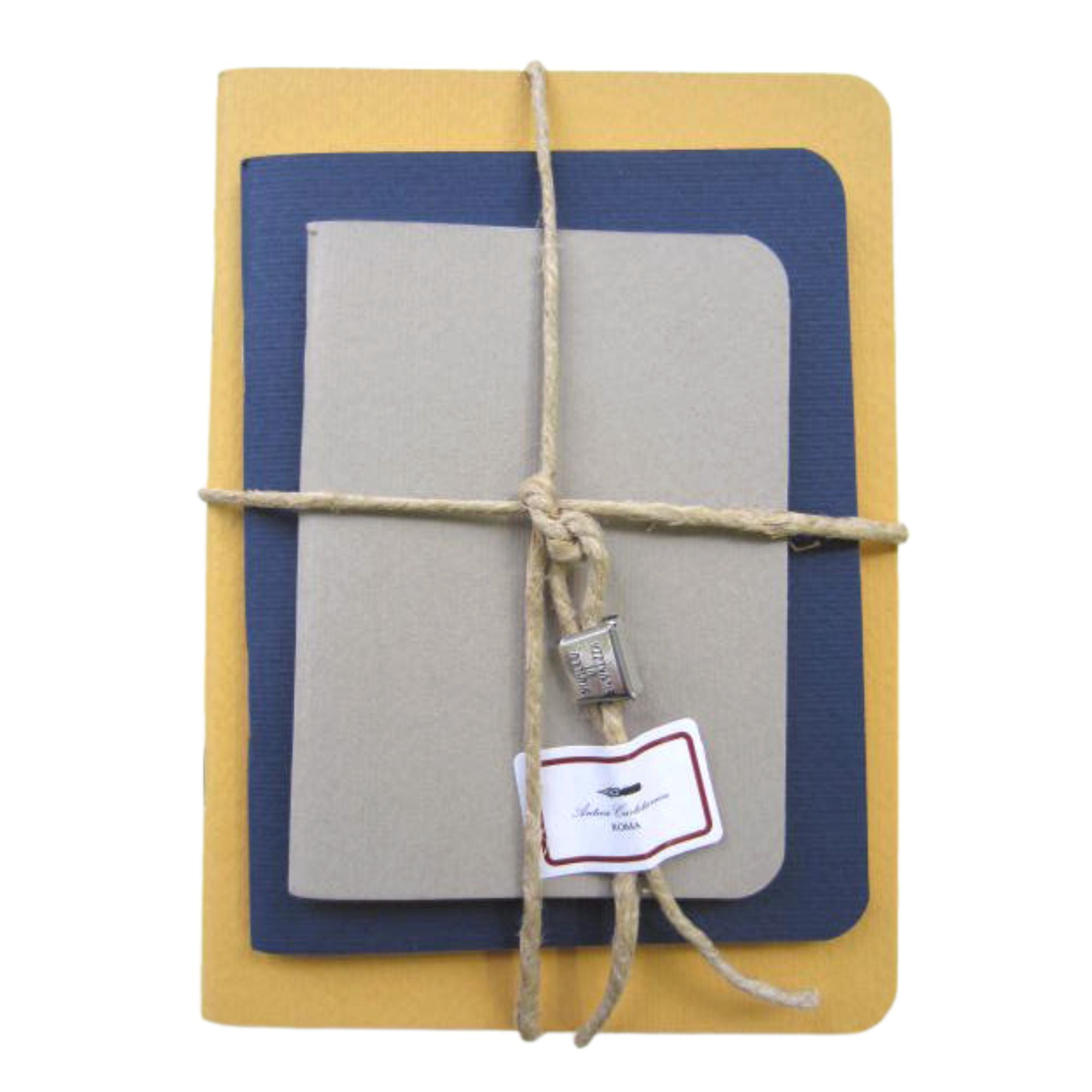 Antica Cartotecnica AC3 Set of Books with Rope Twine: set of 3 books / Assorted (Blue Navy, Light Grey, Yellow)
