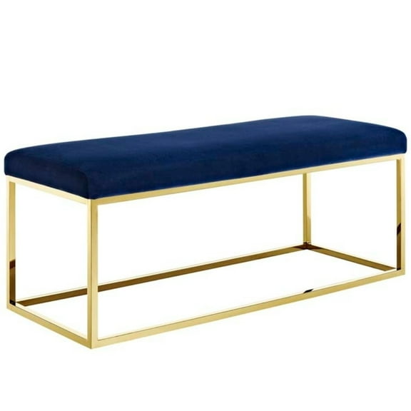 Modway Anticipate Fabric Bench in Gold Navy