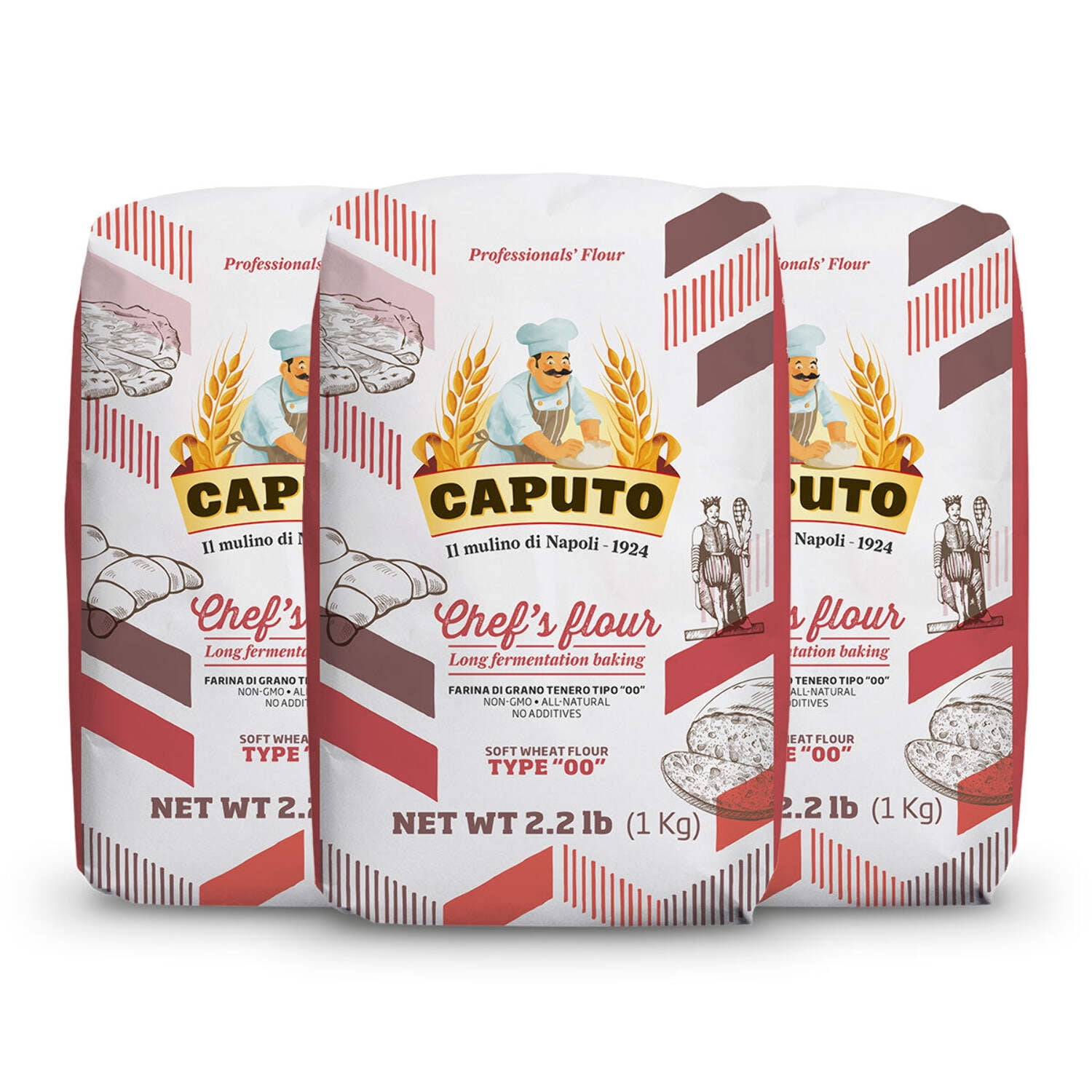 Antico Molino Napoli Antimo Caputo '00' Flour 2.2 Lb (Pack of 3) RED13