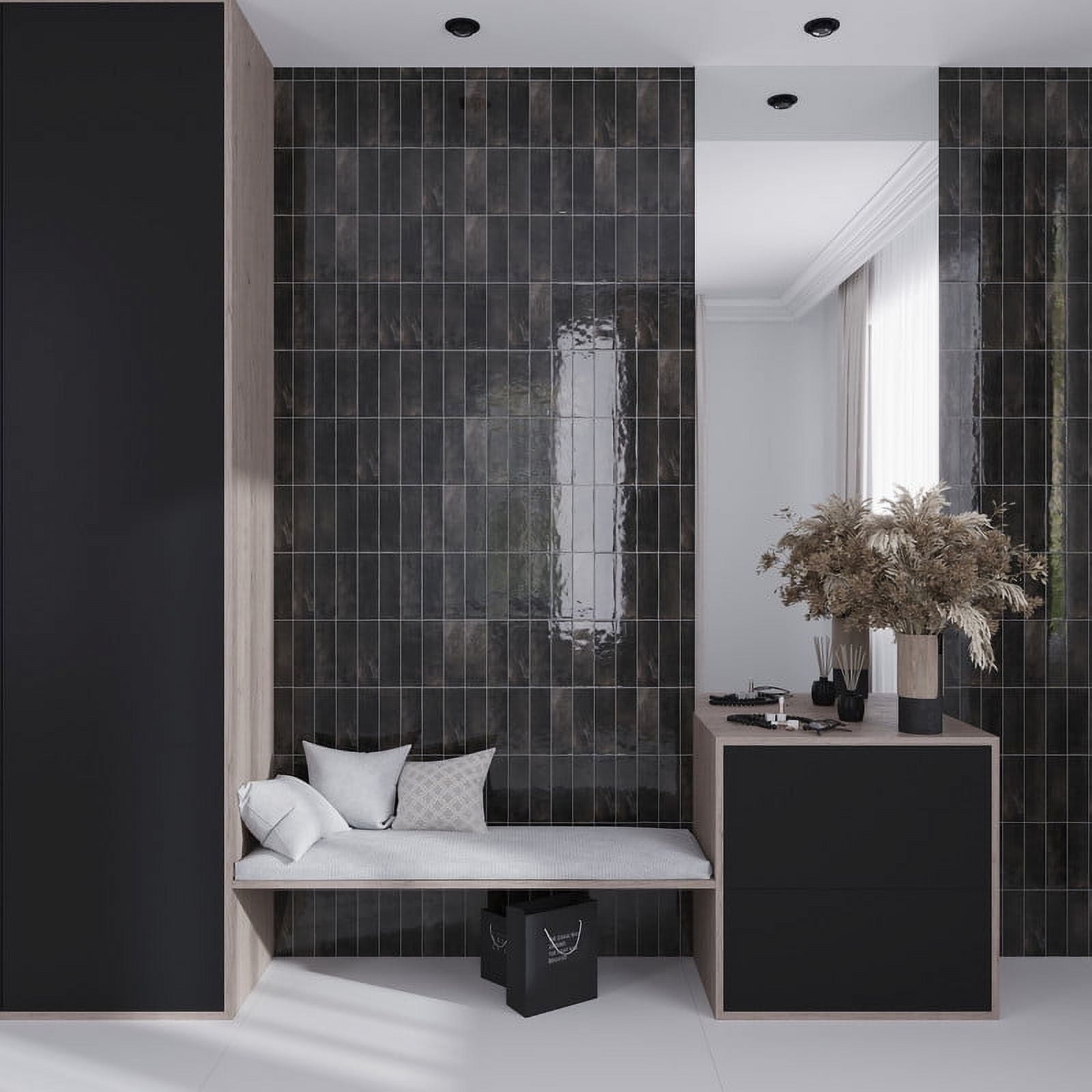 Glossy Black Ceramic Subway Wall and Floor Tile