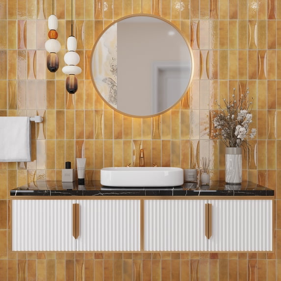 Antiek 2.58 in. x 7.9 in. Glossy Orange Ceramic Subway Deco Wall Tile (5.38 sq. ft./case) (38-pack)