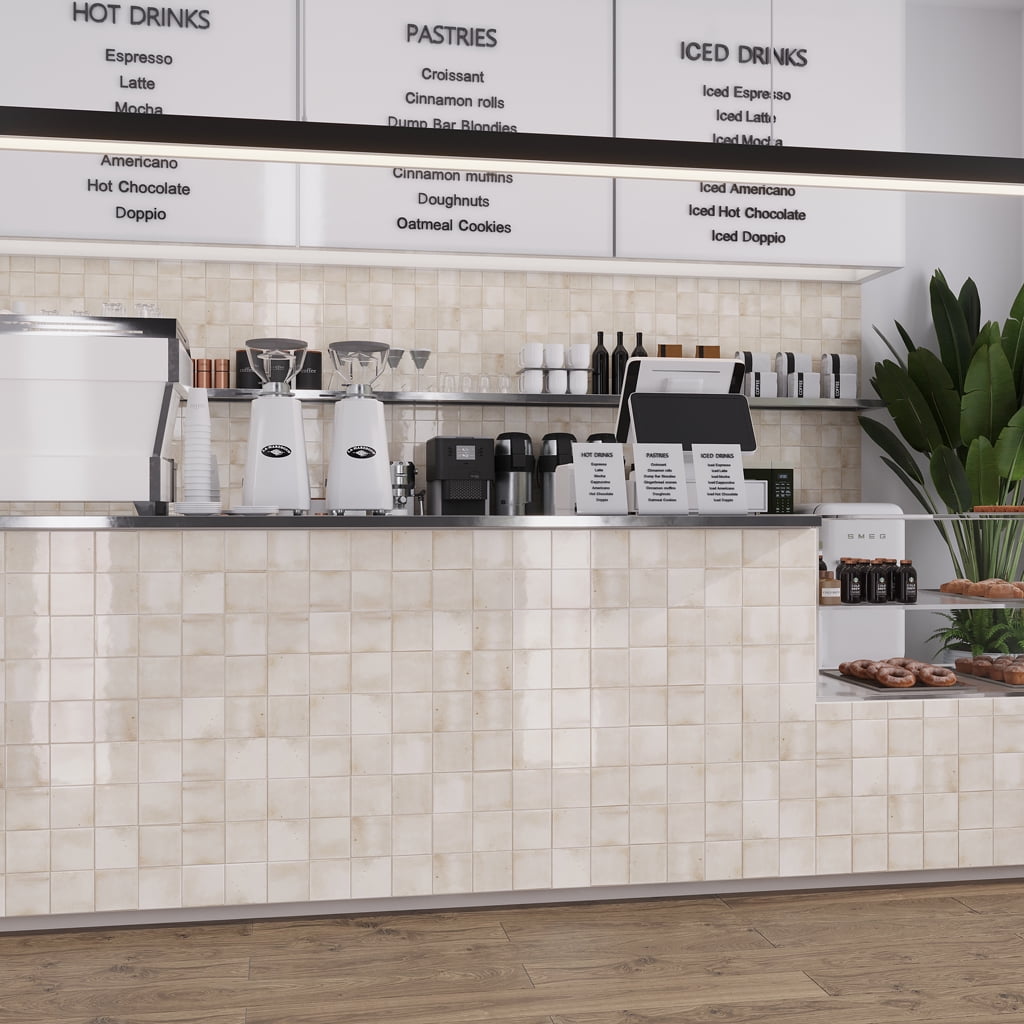 Antiek 3.94'' White Glossy Ceramic Square Tile