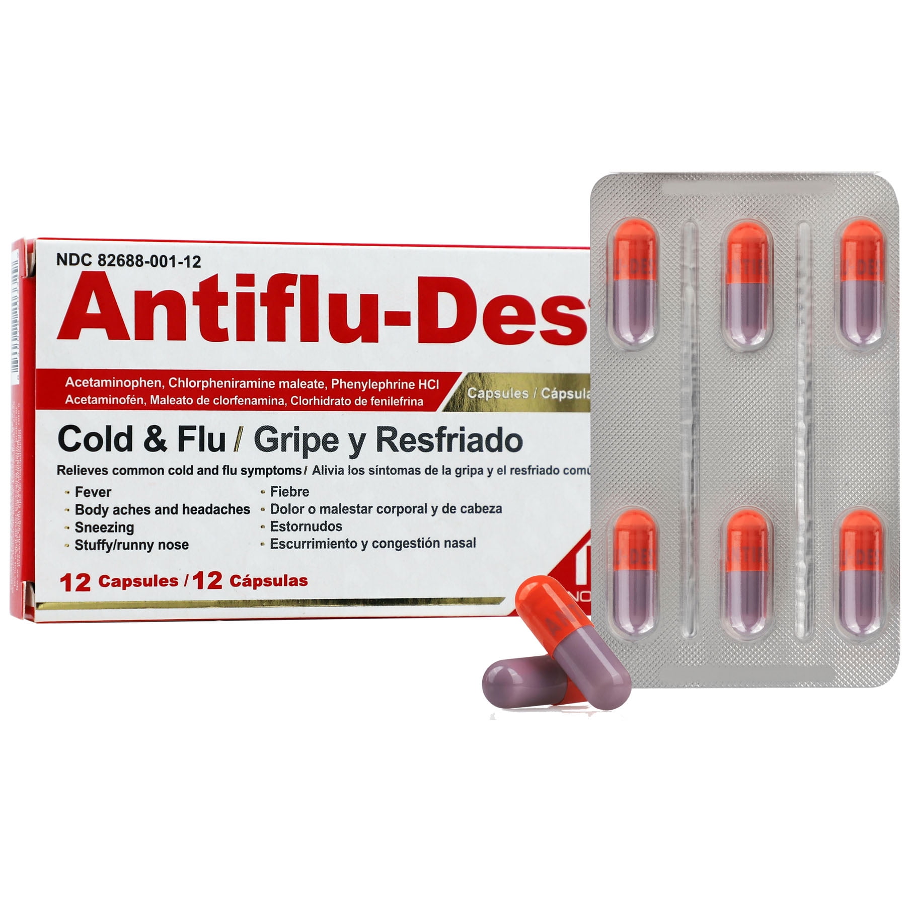(2 pack) Antiflu Des Cough and Cold Relief, overthe Counter Cold