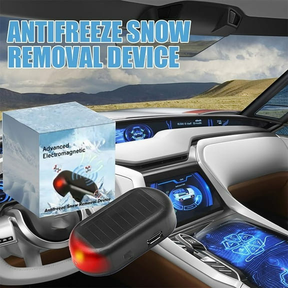 Antifreeze Electromagnetic Car Snow Removal Device For Winter Window Ice And Snow Prevention, 2-In-1 Car Defroster And Anti-Theft Alarm System, With Flashing Led Lights Usb