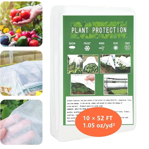 Antifreeze Floating Row Cover 10' × 52' Non-woven Fabric Plant Cover Greenhouse Frost Protection